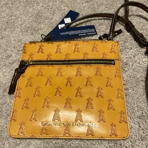 Dooney & Bourke MLB Los Angeles Angels double zip leather crossbody bag purse
